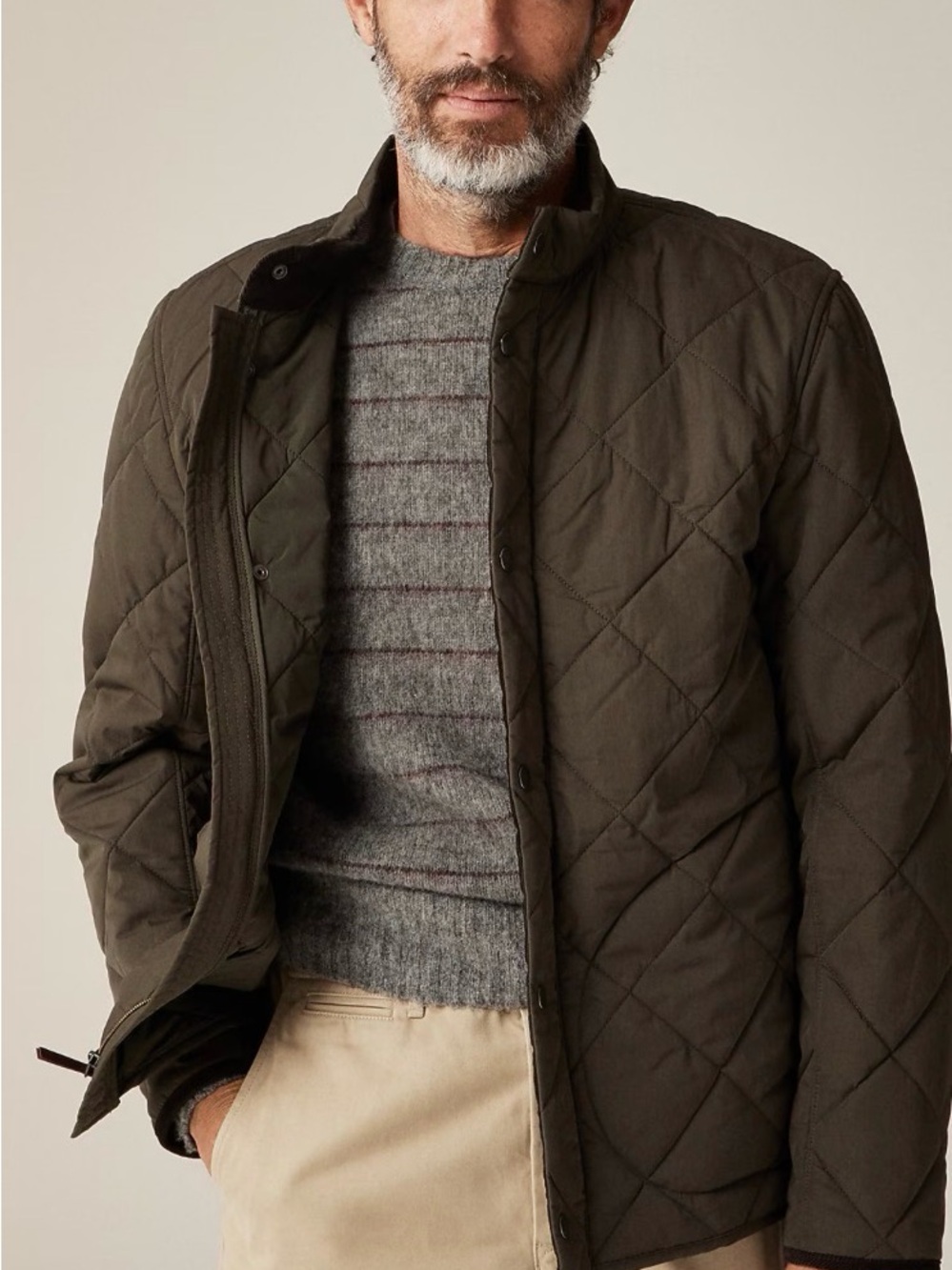 J. Crew Quilted Puffer Jacket in Olive